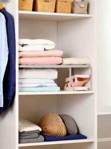 1 pieza de organizador de armario, tubos de metal frescos y con estilo, organizador de armario extensible y ajustable, sin necesidad de taladrar, almacenamiento de dormitorio, almacenamiento doméstico, divisores de armario de varios niveles sin taladrar, divisores de armario, divisores de armario de varios tipos, estantes flotantes sin necesidad de taladrar, divisores de compartimentos de armario, accesorios de almacenamiento y organización de dormitorio y cocina