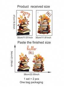 “你好秋天”秋季枫叶墙贴 - 自粘秋季装饰，带有南瓜、折叠毛衣或书籍和暖色调，适用于客厅、卧室、走廊 - 耐用塑料季节性家居装饰、秋季家居装饰、节日房间装饰、秋季主题艺术品、易于粘贴的贴纸、舒适的秋季主题、高品质 PVC、DIY 爱好者