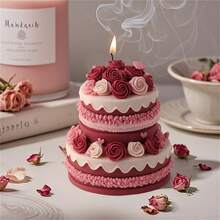 3D Rose Cake Shape Candle Silicone Mold DIY With Exquisite Floral Design For Valentine's Day, Birthday Parties, Aromatherapy & Home Decor Handmade Gift - Multicolor - View 4