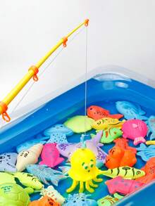 4 Types Of Fishing Game Toys (0-25 Inches), Magnetic Fishing Toy Games, Bathtub Toy Sets, Made Of ABS Material, Floating Fishing Game Toys (Random Style And Color Assembly), Including Fishing Rods, Fishing Nets, Fish, Etc. The Fish Mouths Come With Magnetic Attraction, Inflatable Swimming Pools, Fishing With Family And Friends, Bathing Play, - Multicolor - View 2