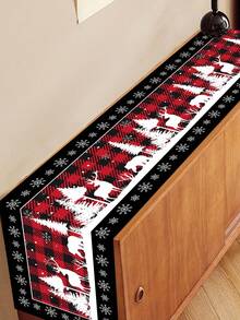 1pc Merry Christmas Table Runner, 35*180cm Polyester Cane Lights Pattern Christmas Table Flag Tablecloth, Christmas Decorations For Home Decor 2025 Xmas Table Oranments Winter Holidays Dining Kitchen Table Decor