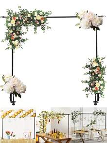 1 set Arco de marco de hierro dorado, negro y blanco, decoración para cumpleaños, boda, aniversario, fiesta de playa, piscina, hawaiana, ajustable para mesa, decoración para bodas, cumpleaños, Halloween, Navidad, decoración de mesa para fiestas y eventos, hogar, arco resistente de fiesta, pieza versátil de decoración de mesa, suministros decorativos, decoración de fotografía de habitación del hogar, accesorios para arcos de globos, decoración de flores artificiales