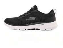 Skechers Women's Lightweight Comfortable Breathable Shock-Absorbing Supportive Walking Shoes - Black and White - View 4
