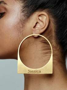 1. Personalized Name Earrings With Engraving Fonts, African Style, Large Size. Unique Earrings, Suitable As Gifts, Handmade Earrings, Gold Earrings, Personalized Earrings. - Gold - View 8