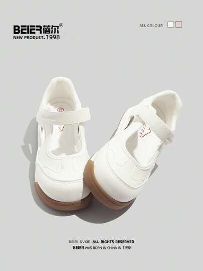 BEIER 1 paire de chaussures de style décontracté en similicuir de couleur unie, style preppy, pour l'extérieur, le printemps et l'automne