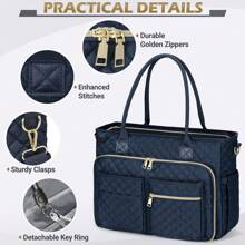 Teacher Tote Bag 15.6 Inch Laptop Bag For Women Work Bag Laptop Tote Nurse Bag Professional Computer Messenger Bag With Insulated Pocket, Laptop Briefcase For Office, College, Nursing