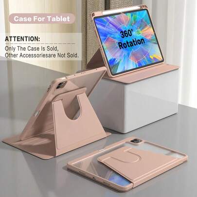 Ốp bảo vệ xoay 360° có ngăn đựng bút chì cho iPad thế hệ thứ 5/6/7/8/9/10/11, iPad Mini thế hệ thứ 6/7, iPad Air thế hệ thứ 1/2/3/4/5, 11 inch (M2)/11 inch (M3)/13 inch (M2)/13 inch (M3), iPad Pro 12.9 inch (thế hệ thứ 3/4/5/6) - Màu hồng