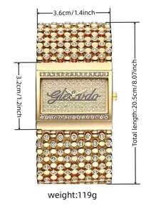 1 件奢华女士石英表，带水晶装饰，优雅方形表盘，适合日常休闲、度假、派对场合、礼物 - 彩色 - 查看 7