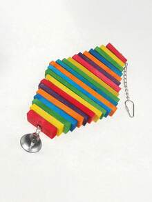 1 pièce Jouet à mâcher et à poncer multicolore et multicouche pour perroquet, jouet en bois pour oiseaux, décoration de cage à oiseaux (toutes les couleurs d'accessoires sont distribuées au hasard) - Multicolore - Voir 6