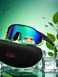 1pc POLASUP Polarized Cycling Glasses, Summer Oversized Sci-Fi Hollow Frame Windproof For Cycling, Outdoor Sports, Hiking (Gift Set Includes EVA Case, Cleaning Cloth, Glasses Strap) - Multicolor - View 4