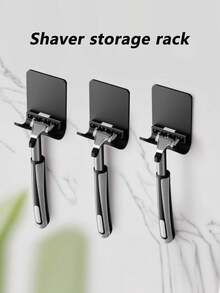 2 件 - 多功能手动剃须刀支架，带强力粘合钩、免打孔电源插头挂钩、剃须刀片收纳支架