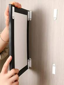 12 Pairs [24 Pcs] Nylon Picture Hanging Strips, No Drill Hooks, Frame Wall Art Ledge, Invisible Hook-And-Loop Glue, Double-Sided Wall Mounting