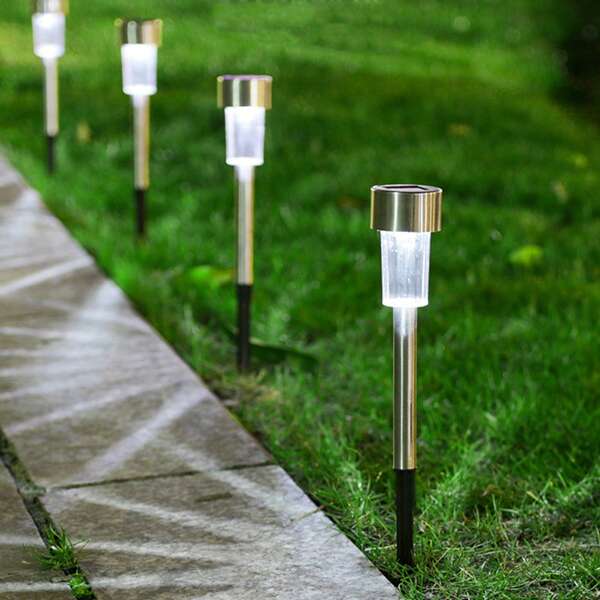 1/10 pièces Lumière à tige en acier inoxydable de 4,6 cm avec vis solaire ouvrable et marquage CE. Petits tubes lumineux convenant pour la décoration du jardin, de la cour, de la pelouse, des paysages et pour les lampes sur pied