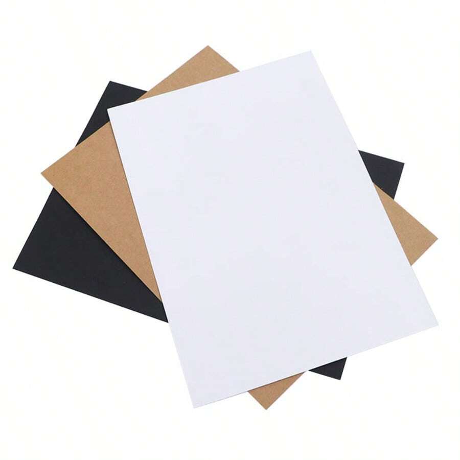 Juego de 25 hojas de cartulina tamaño A4/A3 de 250 g/m² en kraft/negro/blanco - Adecuado para arte DIY, elaboración de tarjetas, pintura, garabatos, invitaciones e impresión de papelería - 1 Set - Ver 1