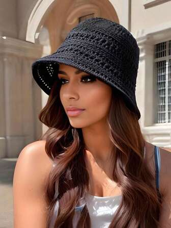 夏季新款镂空渔夫帽透气渔夫帽百搭休闲显脸型适合户外出游聚会户外佩戴装饰可折叠渔夫帽