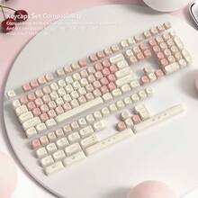 YYWSH-PBT Keycaps 60 65 75 100 Percent MOA Keycaps DyeSublimation Pink Cute Custom Keyboard Key Caps Set For 61 64 68 84 87 100 104 108 Cherry MX Mechanical Keyboard Pink S2a5 - 粉色 - 查看 4