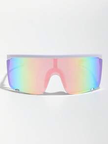 POLASUP 1 set de gafas reflectantes plateadas de ciencia ficción extragrandes para parabrisas de moto, gafas de moda para hombre y mujer, estilo steampunk punk, estampado de leopardo Y2K, sin montura, tintadas, gafas de moda clásicas vintage, estilo retro, lujosas, montura grande, montura media cuadrada ovalada de metal, ideales para conducir, pescar, acampar, andar en bicicleta, senderismo y correr. Gafas decorativas. - Multicolor - Ver 3