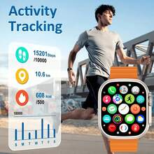 Microwear 2.01" Full Touch Screen Unisex Smart Watch - Outdoor Sports Fitness Watch, Supports Wireless Calling And Message Alerts, Multiple Sports Modes, Remote Camera/Music Control, Activity Tracker, Compatible With Android And IOS, 350mAh Battery, IPS Display, Alloy Case, Black