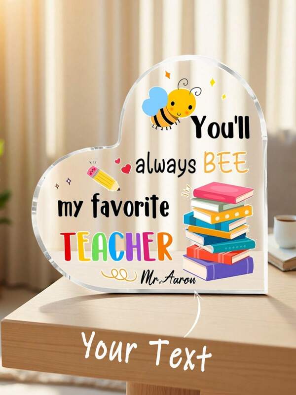1 pieza Regalo conmemorativo del Día del Maestro, con nombre personalizado, adecuado para decoración de escritorio en escuela, aula, oficina, fiesta de graduación, recuerdo de aprecio al maestro, decoración escolar, sorpresa escolar, decoración de dormitorio, regreso a clases
