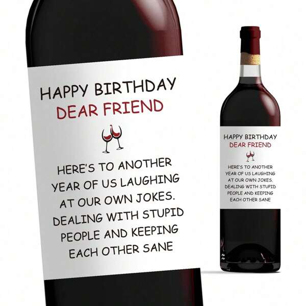 2 pièces Étiquettes de vin Chers amis pour anniversaire, Étiquette de bouteille Joyeux anniversaire, Autocollants de bouteille de vin pour chers amis, Étiquettes de vin autocollantes convenant pour meilleure amie, homme et femme, décoration d'anniversaire, cadeau d'anniversaire pour amis, carte de vœux