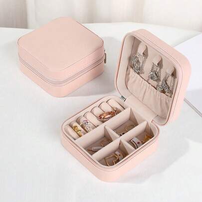 Caja de joyería en forma de estrella/luna nueva para el Día de San Valentín, caja de joyería compacta y portátil para anillos, aretes, collares, adecuada para la temporada de regreso a clases