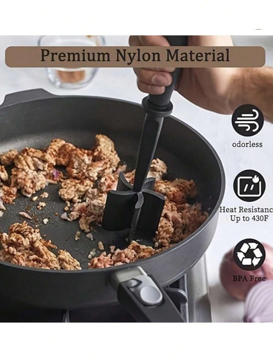 1 Handheld Meat Chopper, Cooking Scraper, Minced Meat Chopper, Stirring Shovel - Multicolor - View 1