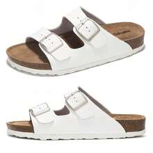 Sandals For Women Slide On Design Adjustable Strap Cork Comfort Footwear - 白色 - 查看 1