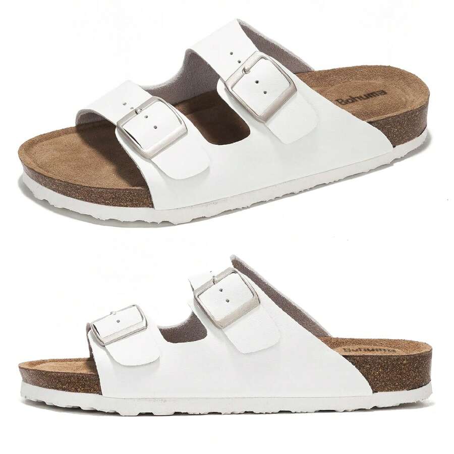 Sandals For Women Slide On Design Adjustable Strap Cork Comfort Footwear - 白色 - 查看 1