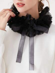 Xiacheng 1件复古蕾丝荷叶边可拆卸领子，维多利亚爱德华风格白色服装领子，男女通用 - 復古款 - 查看 11