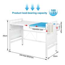 Extendable Microwave Shelf With Hooks, Microwave Stand, Kitchen Storage Rack -42-68*36*46 Cm - White - View 6