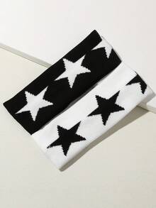 1 pezzo Fascia per capelli lavorata a maglia a forma di stella, adatta per sport, decorazione per danza di strada per ragazzi e ragazze - Multicolore - Visualizzare 7