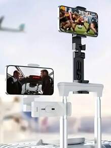 通用可折叠 360° 旋转手机和平板电脑支架 - 多功能夹子设计，耐用的 ABS 塑料，适用于旅行、汽车、飞机、火车和台式电脑，易于携带和折叠，360° 角度调节，非常适合流媒体、视频通话或观看 - 黑色 - 查看 9