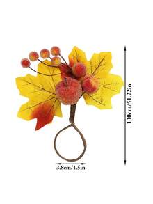 4-50pcs Thanksgiving Maple Leaf & Pumpkin Napkin Rings, Realistic Pumpkin Napkin Holders, Holiday Table Decorations