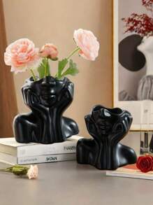 1pc Gold Resin Flower Vase, For Decoration, Flower Arrangement, Beauty Tool & Stationery Storage, Modern Simple Vase, Suitable For Home Decor, Living Room Tabletop