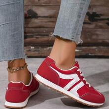 College Style Women's European And American Large Size Sports Shoes Simple Lace-Up Comfortable And Lightweight Sports Shoes