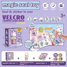 1 Set de Juguetes de Pegatinas de Recompensa DIY para Niños, Sellos de Recompensa para Niños, Pato/Conejo/Dinosaurio/Unicornio (Incluye 100 Pegatinas Aleatorias + Libro de Cuentos), Formas de Pegatinas de Animales de Dibujos Animados, Puede Mejorar el Conocimiento Matemático de los Niños, Alentar y Recompensar a los Niños, Juguetes de Sellos Mágicos de Alivio de Estrés Creativo para Jardín de Infantes, Regalo de Cumpleaños/Navidad/Acción de Gracias (Algunos Accesorios en Colores Aleatorios)