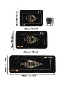 1件装豪华黑桃A扑克图案门垫，仿羊毛吸水加厚简约设计浴室垫，淋浴房创意地毯，可水洗涤纶室内地毯，防滑绒面装饰垫，适用于客厅、卧室、厨房、洗衣房、办公室、入口或地板，适合春秋季装饰，秋季、冬季厨房地毯 - 彩色 - 查看 3