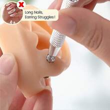 CIZME Kit de herramientas para piercing que incluye insertador de taper, agarrador de bolas, herramienta para cambiar piercings en calibres 16G, 18G y 20G para perforaciones internas/externas con rosca o a presión en oreja/nariz/ombligo/labio - Plateado - Ver 6