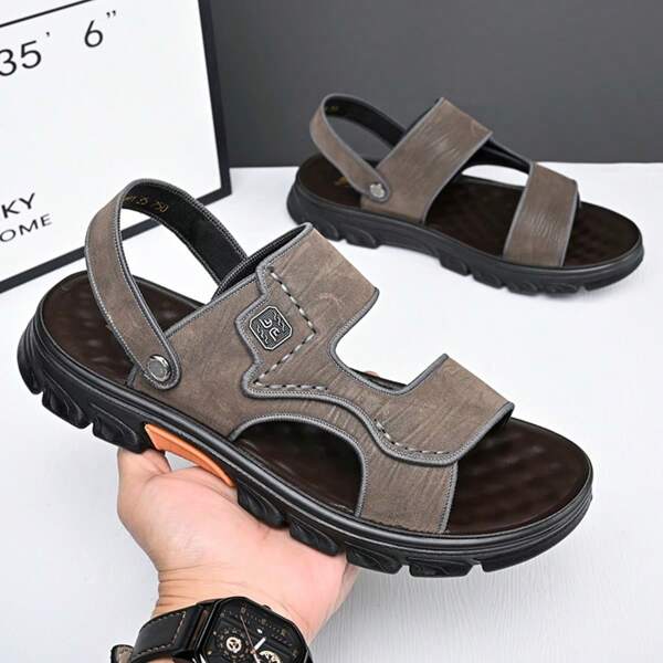 Sandalias clásicas urbanas de hombre de unicolor con hebilla sencilla y personalizada, cómodas, transpirables, frescas, antideslizantes, resistentes al desgaste y con amortiguación, adecuadas para uso diario en interiores/exteriores, playa y caminar - Chanclas