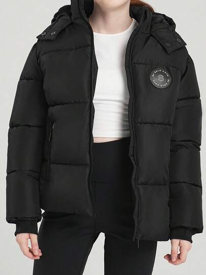 SOLOCOTE Teen Girl Thickened Hooded Zip-Up Long Sleeve Winter Jacket, Autumn/Winter Thick Coat, Christmas Gift For Snow Play