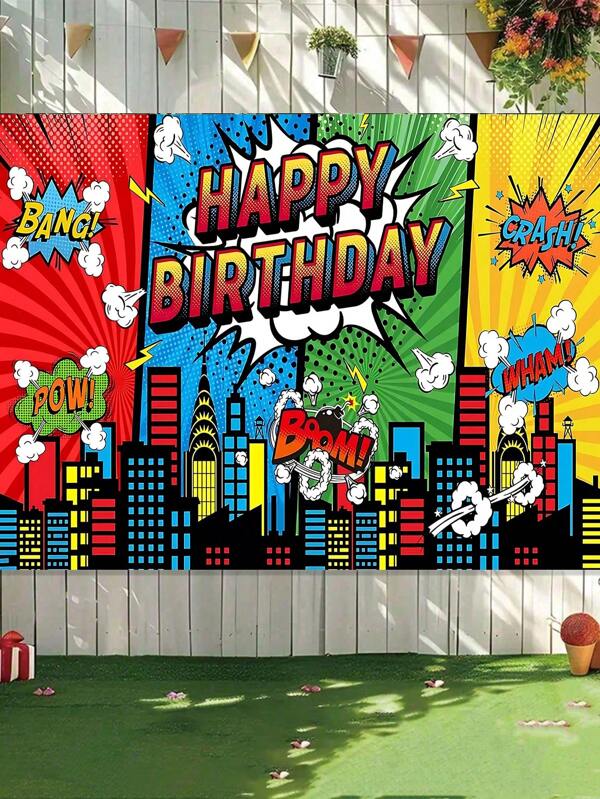 قطعة واحدة - خلفية تصوير أفق مدينة الأبطال الخارقين - ديكور كشك صور لحفلات أعياد الميلاد على طراز الكوميديا الأمريكية، بوليستر عالي الدقة، دعامات استوديو، تجهيزات حفلات بطابع الأبطال الخارقين، ديكورات احتفالات الأبطال الخارقين، جدار بطابع فرقة العدالة المنتقمون