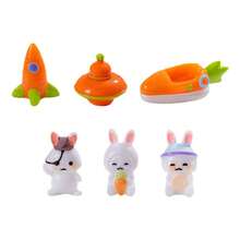 6 Stücke Halloween & Weihnachts Astronauten-Kaninchen Heim Tier Harz Kunsthandwerk Miniaturdekoration Landschaft Accessoires zum selbermachen