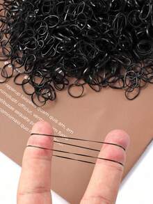 1000 个/包一次性黑色橡皮筋，简单温和的日常发带，高弹力小发饰，马尾辫夹，发圈，发绳 - 黑色 - 查看 3