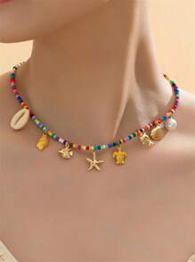 1 pieza Elegante collar de estilo bohemio para mujer, para usar en la playa o en el día a día, un regalo para novia, esposa, madre, familia y amigos
