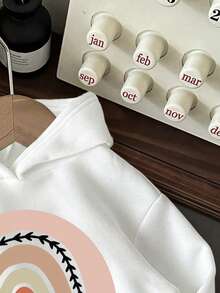 女童彩虹图案保暖卫衣 - 白色 - 查看 5