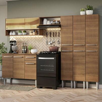 Armario de Cocina Completo 261cm Emilly Madesa 08 Color Marrón