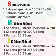 Juego De Sábanas para cama cajon  algodon individual Matrimoniales King Size/queen deseño minimalista Ultra Suave 4piezas, 1Sábanas ajustales y 1 Sábanas planna con 2 Fundas de Almohada multicolor  ropa de cama matrimonio Diseño de la tela ,Conjunto De Cama  polar  bajera,ropa de cama con dibujo de nube  individual grande , Ropa de Cama Suave y cálida de Cuatro Piezas,Hogar Sábanas para la cama dobladillo estilo comodas lujo tela estandar seguras elasticas verders sabanas y fundas y cobijas y coberdores set de sabanas frescas - XC03 - Ver 2