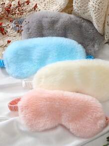 2 件/套返校毛绒睡眠眼罩和蝴蝶结头带套装，柔软涤纶亚克力绒毛遮阳罩，弹性头带，无电源派对礼物，适合水疗、睡衣派对和单身派对用品，适合旅行、办公室、飞机、火车、私家车、户外休息、化妆、洗漱用品，1 套（2 件）洗面奶头带眼罩，随机颜色旅行必备度假睡眠面罩