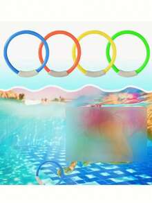 1/2/4PCS Colorful Sinking Diving Rings, Fun Underwater Pool Toys , Perfect For Diving Training And Retrieval, Orange, Green, Blue, Yellow, Pool Diving Toys, Swimming Pool Toys, Pool Accessories, Pool Party - Multicolor - View 7