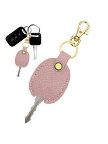 Luxury Faux Leather Keychain Case, Litchi Texture Key Protector Cover, Oval-Shaped, With Edge Paint Detail, For Wedding, Bridal Shower, Birthday, Bar/Bat, Tailgating, Christmas, Halloween, Easter, Thanksgiving, Valentine's Day - Multicolor - View 8